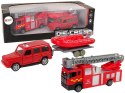 Zestaw Pojazdów Straż Pożarna Naciąg Motorówka Czerwony LEAN Toys