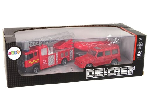 Zestaw Pojazdów Straż Pożarna Naciąg Motorówka Czerwony LEAN Toys Zestaw Pojazdów Straż Pożarna Naciąg Motorówka Czerwony LEAN Toys