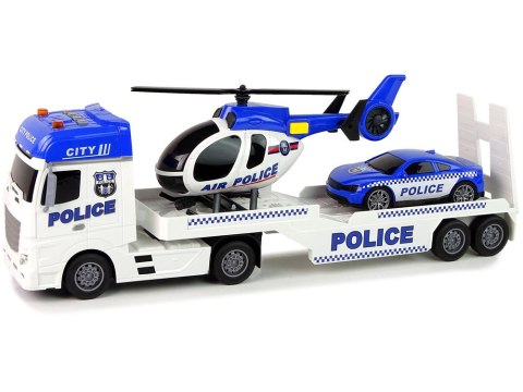 Zestaw Policja Laweta Ciężarówka Autko Helikopter Dźwięk Światła LEAN Toys Zestaw Policja Laweta Ciężarówka Autko Helikopter Dźwięk Światła LEAN Toys