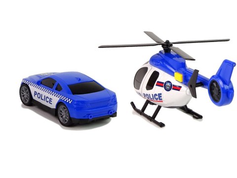 Zestaw Policja Laweta Ciężarówka Autko Helikopter Dźwięk Światła LEAN Toys Zestaw Policja Laweta Ciężarówka Autko Helikopter Dźwięk Światła LEAN Toys