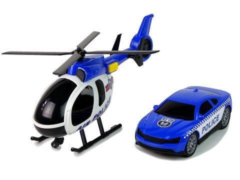 Zestaw Policja Laweta Ciężarówka Autko Helikopter Dźwięk Światła LEAN Toys Zestaw Policja Laweta Ciężarówka Autko Helikopter Dźwięk Światła LEAN Toys