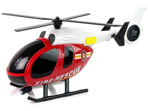 Zestaw Straż Pożarna Laweta Autko Helikopter Dźwięk Światła Czerwone LEAN Toys Zestaw Straż Pożarna Laweta Autko Helikopter Dźwięk Światła Czerwone LEAN Toys
