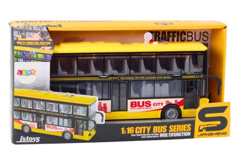 Autobus Piętrowy 1:16 Światła Dźwięki Napęd Frykcyjny Żółty LEAN Toys Autobus Piętrowy 1:16 Światła Dźwięki Napęd Frykcyjny Żółty LEAN Toys