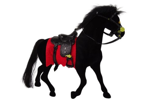Figurka Aksamitna Czarny Koń Czerwone Siodło Farma LEAN Toys Figurka Aksamitna Czarny Koń Czerwone Siodło Farma LEAN Toys