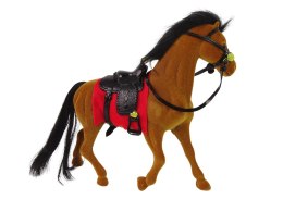 Figurka Brązowy Aksamitny Koń Czerwone Siodło Farma LEAN Toys