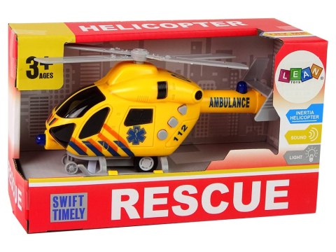Helikopter Ratunkowy Ambulans Żółty Dźwięk Światła Śmigła LEAN Toys Helikopter Ratunkowy Ambulans Żółty Dźwięk Światła Śmigła LEAN Toys