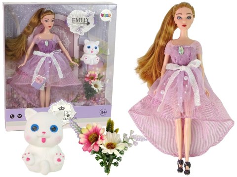 Lalka Dla Dzieci Emily Długie Włosy Biały Kotek LEAN Toys Lalka Dla Dzieci Emily Długie Włosy Biały Kotek LEAN Toys