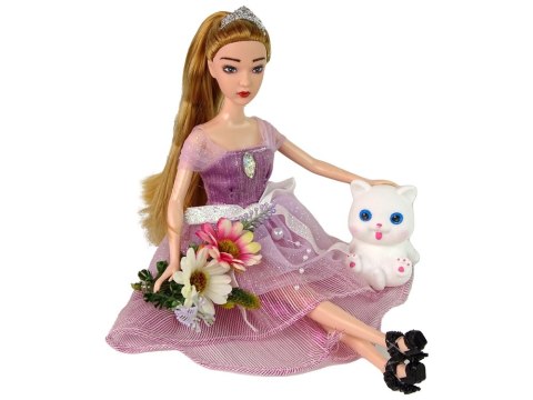 Lalka Dla Dzieci Emily Długie Włosy Biały Kotek LEAN Toys Lalka Dla Dzieci Emily Długie Włosy Biały Kotek LEAN Toys