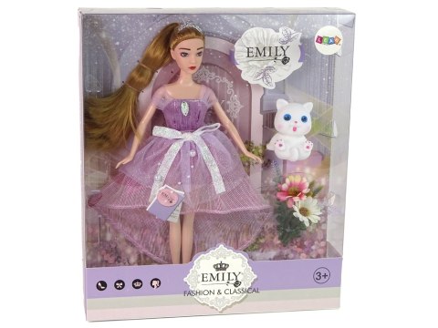 Lalka Dla Dzieci Emily Długie Włosy Biały Kotek LEAN Toys Lalka Dla Dzieci Emily Długie Włosy Biały Kotek LEAN Toys