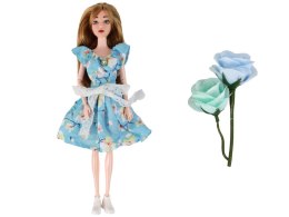 Lalka Dla Dzieci Emily Wiosenna Długie Włosy Niebieska Sukienka Kwiat LEAN Toys