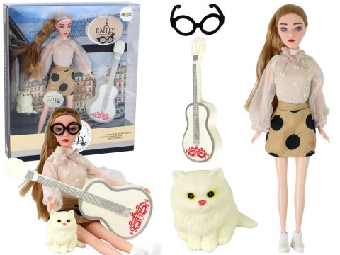 Lalka Dla Dzieci Emily z Gitarą Okulary Długie Blond Włosy Kotek LEAN Toys Lalka Dla Dzieci Emily z Gitarą Okulary Długie Blond Włosy Kotek LEAN Toys