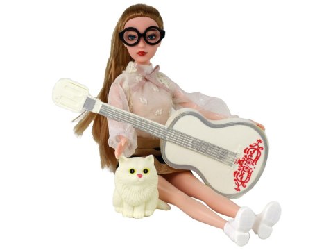 Lalka Dla Dzieci Emily z Gitarą Okulary Długie Blond Włosy Kotek LEAN Toys Lalka Dla Dzieci Emily z Gitarą Okulary Długie Blond Włosy Kotek LEAN Toys