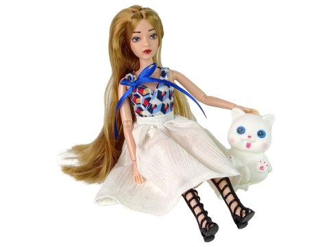 Lalka dla Dzieci Lalka z Kotkiem Długie Brązowe Włosy LEAN Toys Lalka dla Dzieci Lalka z Kotkiem Długie Brązowe Włosy LEAN Toys