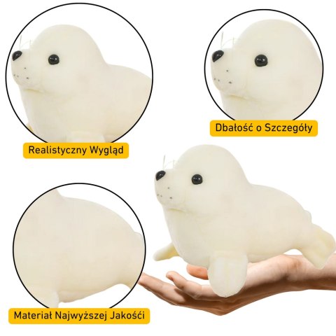 Pluszowa Foczka Pluszak Maskotka Przytulanka Biała 24cm LEAN TOYS Pluszowa Foczka Pluszak Maskotka Przytulanka Biała 24cm LEAN TOYS