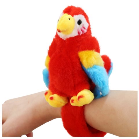Pluszowa Maskotka Papuga Opaska Bransoletka Na Rękę Czerwona LEAN Toys Pluszowa Maskotka Papuga Opaska Bransoletka Na Rękę Czerwona LEAN Toys