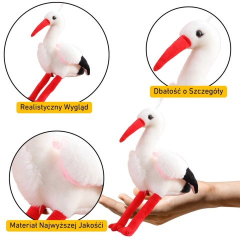 Pluszowy Bocian Ptak Pluszak Maskotka Przytulanka 37cm LEAN Toys Pluszowy Bocian Ptak Pluszak Maskotka Przytulanka 37cm LEAN Toys