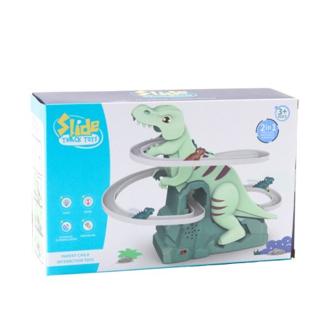 Tor Zjeżdżalnia Wspinaczka Dinozaurów Kolejka Światła Dźwięki LEAN Toys Tor Zjeżdżalnia Wspinaczka Dinozaurów Kolejka Światła Dźwięki LEAN Toys