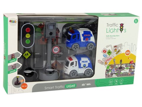 Zestaw Autka Sygnalizacja Świetlna Znaki Drogowe Światła LEAN Toys Zestaw Autka Sygnalizacja Świetlna Znaki Drogowe Światła LEAN Toys