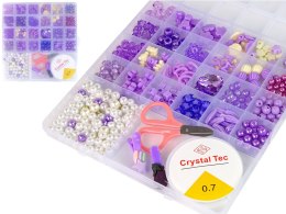 Zestaw Koralików Do Robienia Biżuterii Fioletowe Spinki LEAN Toys