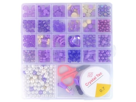 Zestaw Koralików Do Robienia Biżuterii Fioletowe Spinki LEAN Toys Zestaw Koralików Do Robienia Biżuterii Fioletowe Spinki LEAN Toys