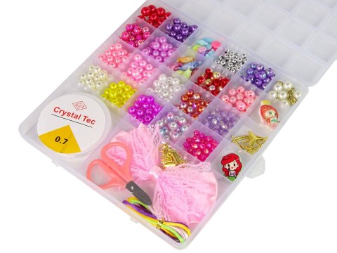 Zestaw Koralików Do Robienia Biżuterii Różowa Kokarda LEAN Toys Zestaw Koralików Do Robienia Biżuterii Różowa Kokarda LEAN Toys