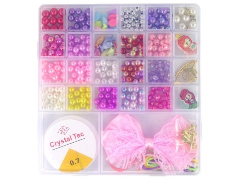 Zestaw Koralików Do Robienia Biżuterii Różowa Kokarda LEAN Toys Zestaw Koralików Do Robienia Biżuterii Różowa Kokarda LEAN Toys
