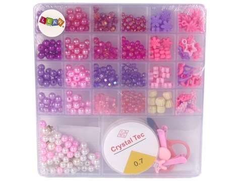 Zestaw Koralików Do Robienia Biżuterii Różowe Zawieszki Spinki LEAN Toys Zestaw Koralików Do Robienia Biżuterii Różowe Zawieszki Spinki LEAN Toys