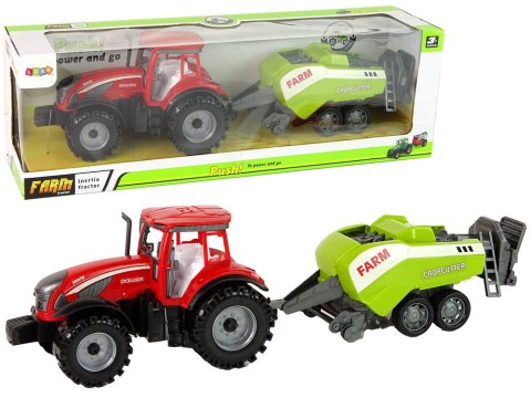 Czerwony Ciągnik Rolniczy z Zielonym Siewnikiem Napęd Frykcyjny LEAN Toys Czerwony Ciągnik Rolniczy z Zielonym Siewnikiem Napęd Frykcyjny LEAN Toys
