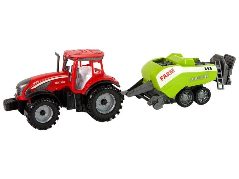 Czerwony Ciągnik Rolniczy z Zielonym Siewnikiem Napęd Frykcyjny LEAN Toys Czerwony Ciągnik Rolniczy z Zielonym Siewnikiem Napęd Frykcyjny LEAN Toys