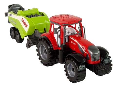 Czerwony Ciągnik Rolniczy z Zielonym Siewnikiem Napęd Frykcyjny LEAN Toys Czerwony Ciągnik Rolniczy z Zielonym Siewnikiem Napęd Frykcyjny LEAN Toys