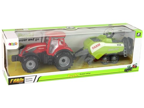 Czerwony Ciągnik Rolniczy z Zielonym Siewnikiem Napęd Frykcyjny LEAN Toys Czerwony Ciągnik Rolniczy z Zielonym Siewnikiem Napęd Frykcyjny LEAN Toys
