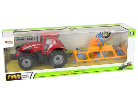 Czerwony Ciągnik ze Zgrabiarką Napęd Frykcyjny LEAN Toys Czerwony Ciągnik ze Zgrabiarką Napęd Frykcyjny LEAN Toys