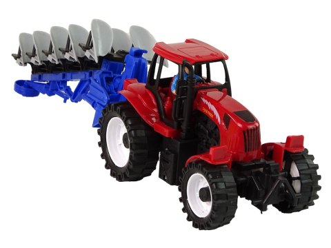 Czerwony Traktor z Pługiem Farma LEAN Toys Czerwony Traktor z Pługiem Farma LEAN Toys