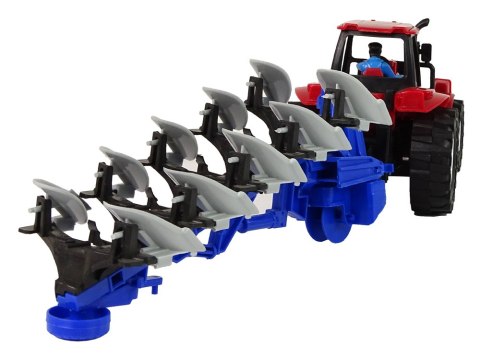 Czerwony Traktor z Pługiem Farma LEAN Toys Czerwony Traktor z Pługiem Farma LEAN Toys