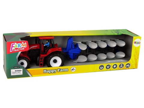 Czerwony Traktor z Pługiem Farma LEAN Toys Czerwony Traktor z Pługiem Farma LEAN Toys
