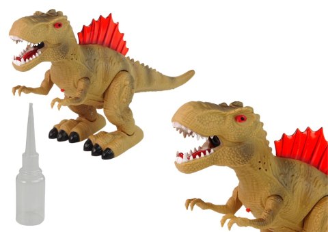 Dinozaur Zieje Ogniem Para Wodna Świeci Na Baterie Brązowy LEAN Toys Dinozaur Zieje Ogniem Para Wodna Świeci Na Baterie Brązowy LEAN Toys