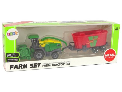 Kombajn z Przyczepą Maszyna Rolnicza Zielony Czerwony LEAN Toys Kombajn z Przyczepą Maszyna Rolnicza Zielony Czerwony LEAN Toys