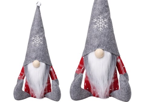 Krasnal Skrzat Świąteczny Szara Czapka Dzwoneczek 32cm LEAN
