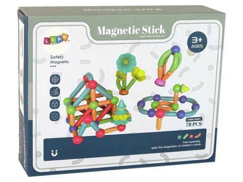 Magnetyczne Klocki Konstrukcyjne Plastikowe 78 Elementów LEAN Toys Magnetyczne Klocki Konstrukcyjne Plastikowe 78 Elementów LEAN Toys