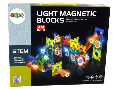Świecąca Zjeżdżalnia Dla Kulek Klocki Magnetyczne 49 Elementów LEAN Toys Świecąca Zjeżdżalnia Dla Kulek Klocki Magnetyczne 49 Elementów LEAN Toys
