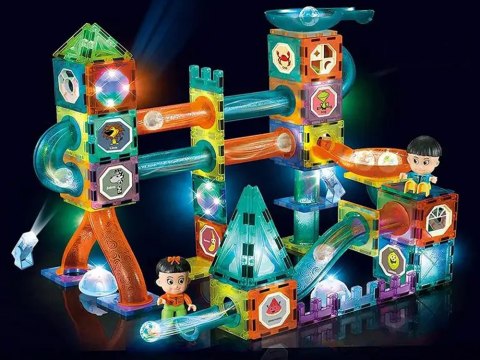 Świecąca Zjeżdżalnia Dla Kulek Klocki Magnetyczne W Pudełku 150 Elementów LEAN Toys Świecąca Zjeżdżalnia Dla Kulek Klocki Magnetyczne W Pudełku 150 Elementów LEAN Toys