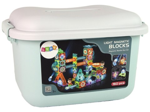 Świecąca Zjeżdżalnia Dla Kulek Klocki Magnetyczne W Pudełku 150 Elementów LEAN Toys Świecąca Zjeżdżalnia Dla Kulek Klocki Magnetyczne W Pudełku 150 Elementów LEAN Toys