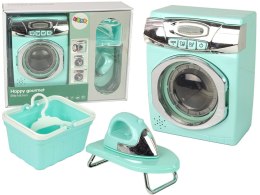 Zestaw AGD Pralka Żelazko Wieszaki Deska Do Prasowania Miętowy LEAN Toys