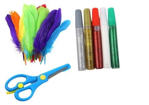 Zestaw Kreatywny Małego Artysty Naklejki Pompony Pióra Brokat 277 El. LEAN Toys Zestaw Kreatywny Małego Artysty Naklejki Pompony Pióra Brokat 277 El. LEAN Toys