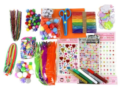 Zestaw Kreatywny Małego Artysty Naklejki Pompony Pióra Brokat 277 El. LEAN Toys Zestaw Kreatywny Małego Artysty Naklejki Pompony Pióra Brokat 277 El. LEAN Toys