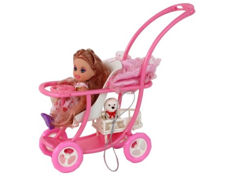 Zestaw Lalka Lucy W Ciąży Niemowlę Wózek Długie Brązowe Włosy LEAN Toys Zestaw Lalka Lucy W Ciąży Niemowlę Wózek Długie Brązowe Włosy LEAN Toys