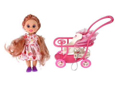 Zestaw Lalka Lucy W Ciąży Niemowlę Wózek Długie Brązowe Włosy LEAN Toys Zestaw Lalka Lucy W Ciąży Niemowlę Wózek Długie Brązowe Włosy LEAN Toys
