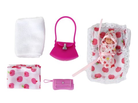 Zestaw Lalka Lucy W Ciąży Niemowlę Wózek Długie Brązowe Włosy LEAN Toys Zestaw Lalka Lucy W Ciąży Niemowlę Wózek Długie Brązowe Włosy LEAN Toys