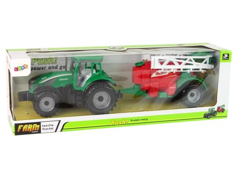 Zielony Ciągnik Rolniczy z Czerwono- Zielonym Opryskiwaczem Napęd Frykcyjny LEAN Toys Zielony Ciągnik Rolniczy z Czerwono- Zielonym Opryskiwaczem Napęd Frykcyjny LEAN Toys