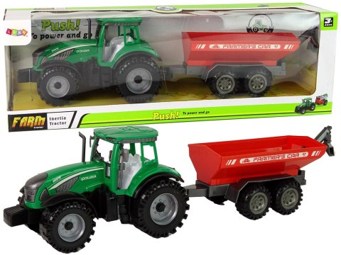 Zielony Traktor z Czerwoną Przyczepką Napęd Frykcyjny LEAN Toys Zielony Traktor z Czerwoną Przyczepką Napęd Frykcyjny LEAN Toys